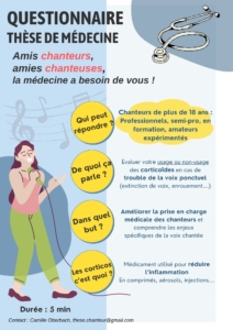 Info sur le questionnaire sur la santé du chanteur : corticoïdes et dysphonie